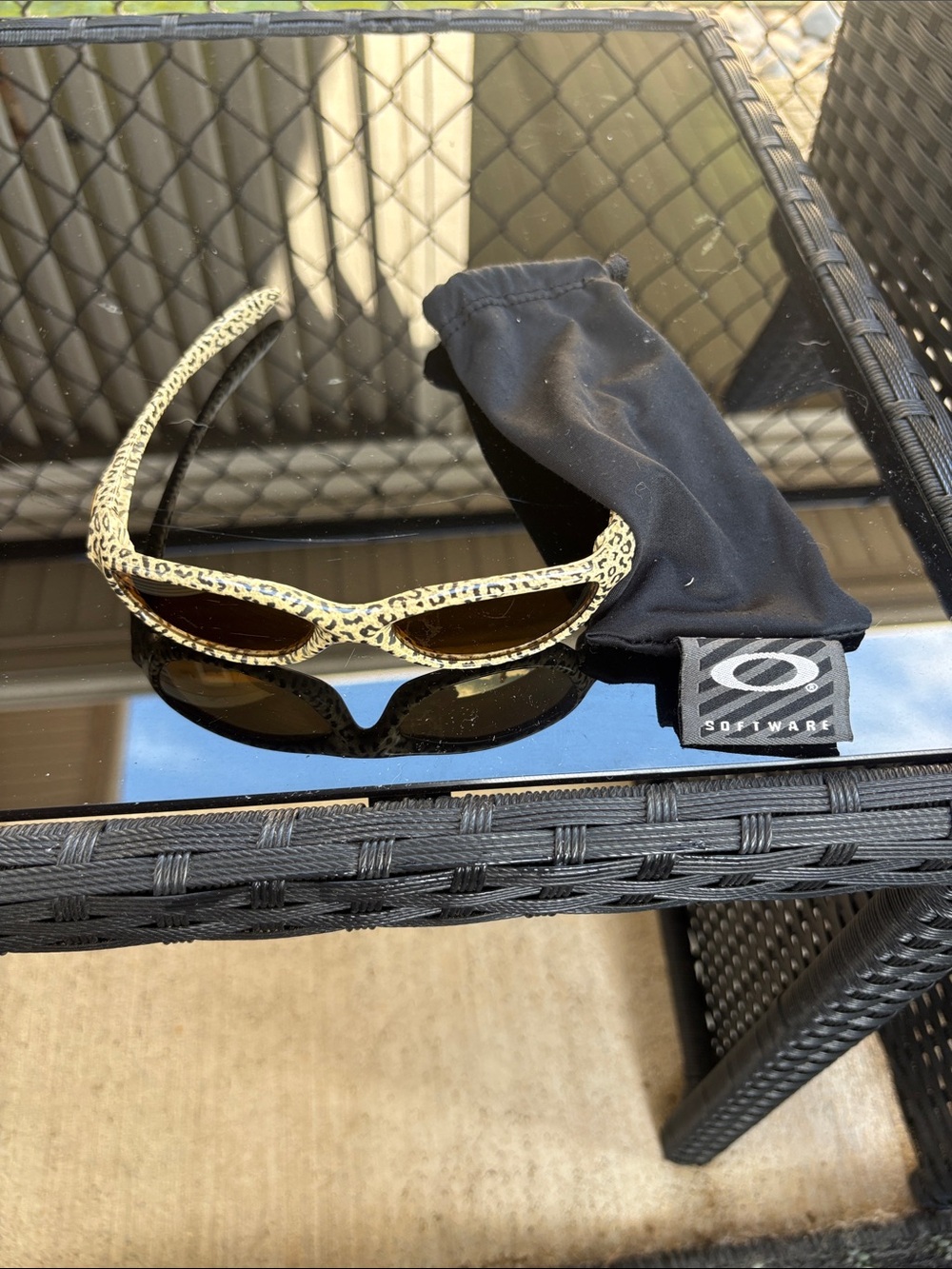 Oakley Women’s Leopard-Print Sunglasses with Black Lenses